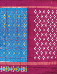 Cerulean Blue Pochampally Ikat Silk Saree