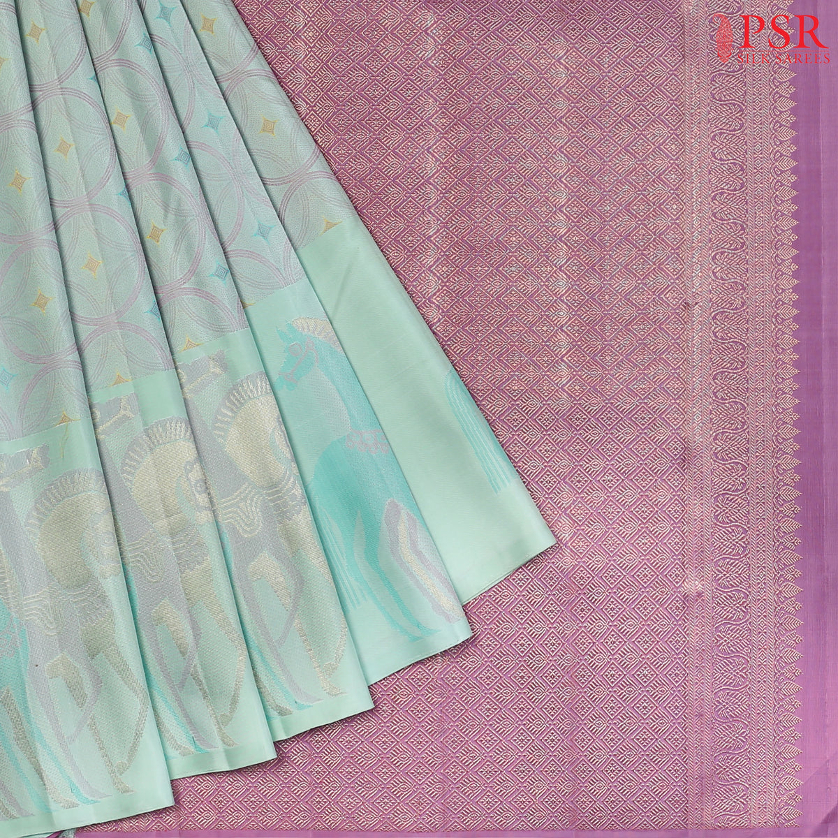Adriatic Mist Blue Kanchipuram Silk Saree