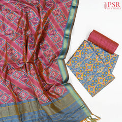 Steel Blue Soft Patola Dress Material