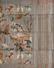 Fossil Grey Kadhi Tussar Silk Saree