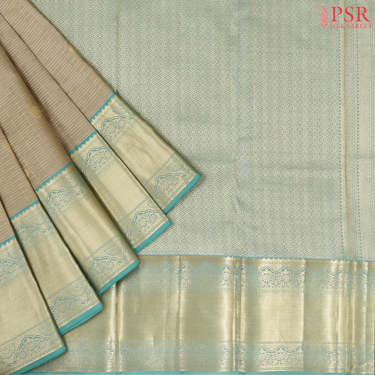 Fossil Grey Fancy Kanchipuram Silk Saree