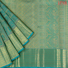 Turquoise Blue Kanchipuram Jacquard Silk Saree