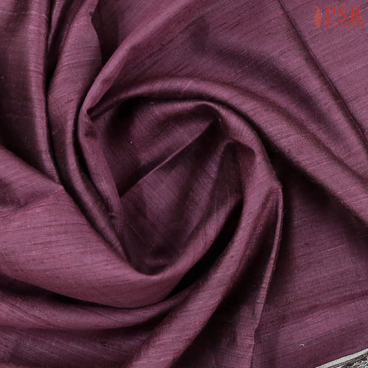 Burgundy Tussar Silk Saree