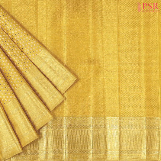 Golden Yellow Kanchipuram Jacquard Tissue Silk Saree