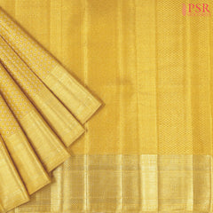 Golden Yellow Kanchipuram Jacquard Tissue Silk Saree
