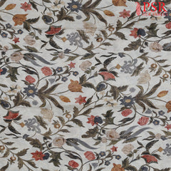 Floral Beige Semi Tassar Print Running Material