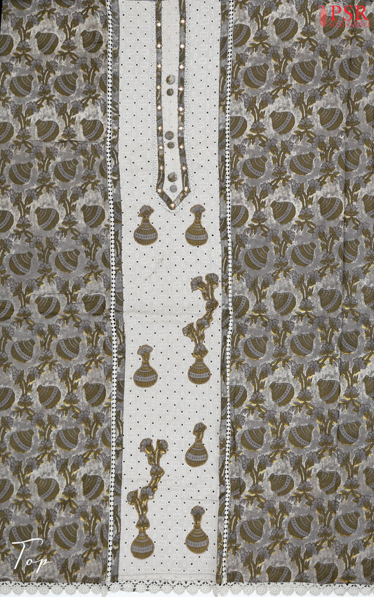 Grey Cotton Dress Material