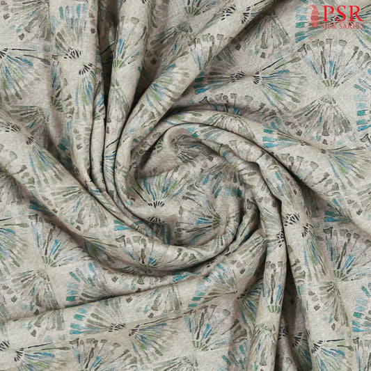 Chikoo Grey Linen Print Running Material