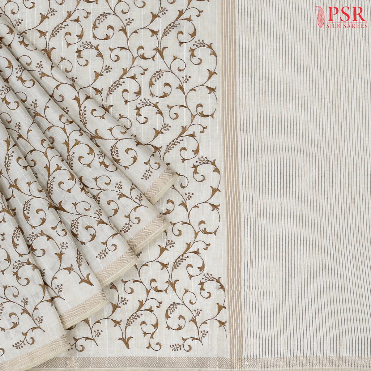 Beige Semi Tussar Saree
