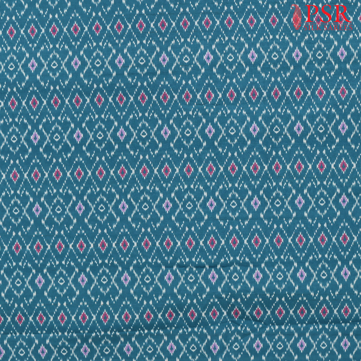 Dark Turquoise Semi Tassar Ikkat Print Running Material