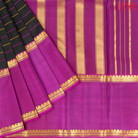Black Ganga Jamuna Kanchipuram Silk Saree