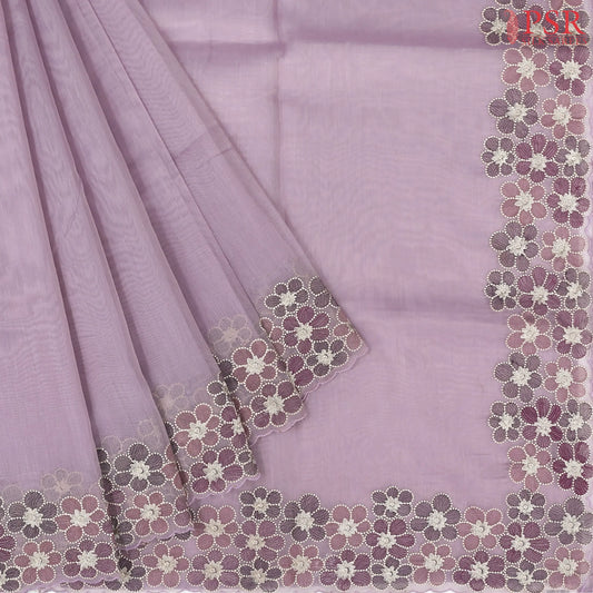 Wisteria Lavender Tissue Embroidery Saree