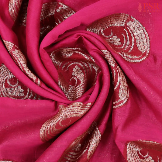Dark Magenta Pink Chanderi Silk Cotton Saree