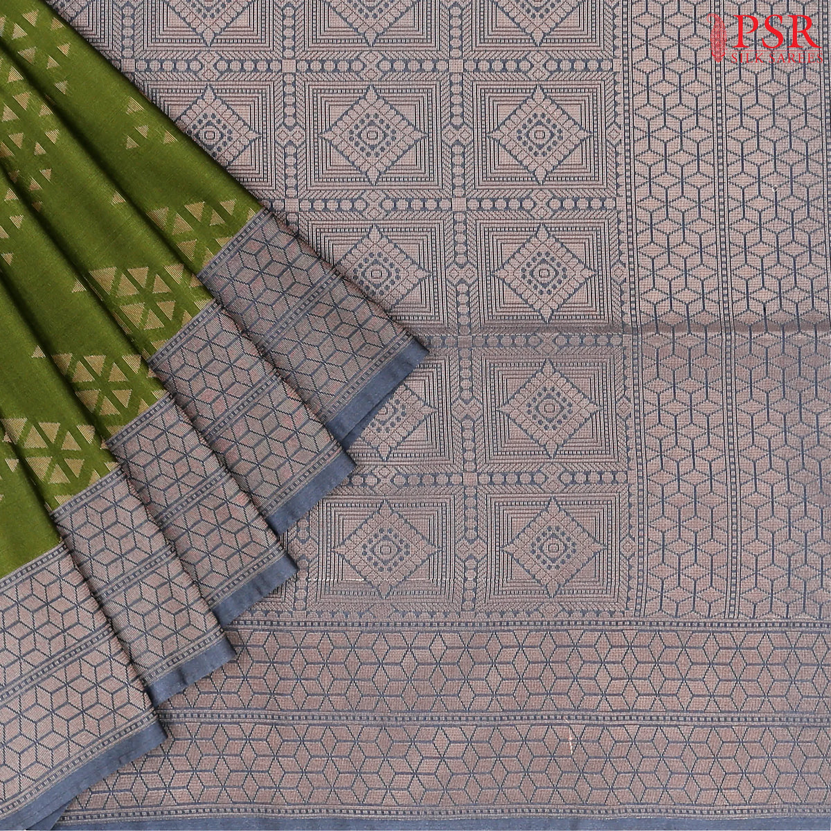 Olive Green Soft Art Silk Saree