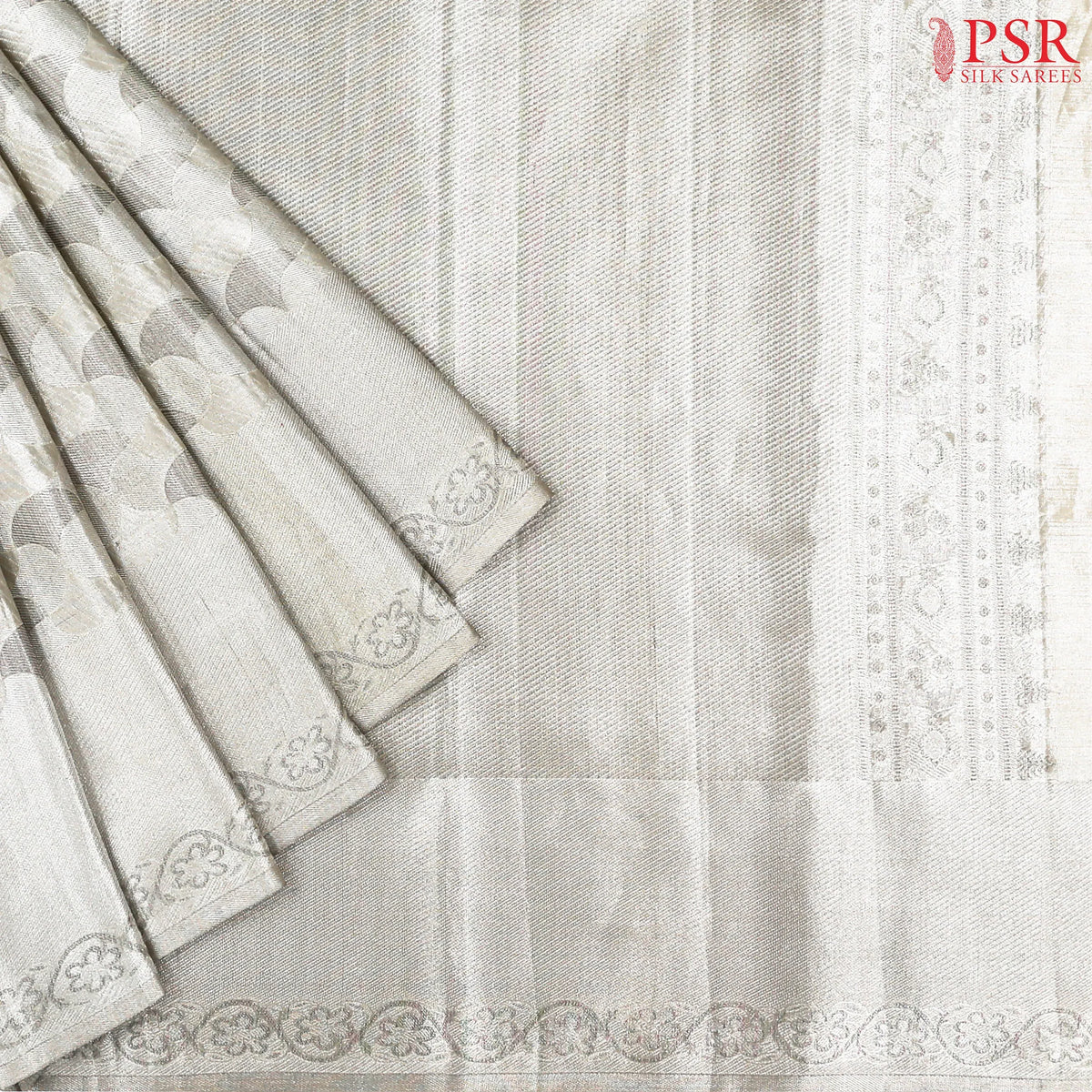 Pastel Grey Kanchipuram Jacquard Tissue Silk Saree