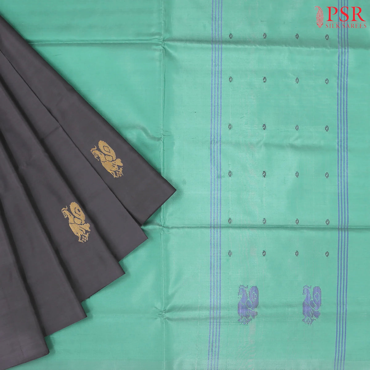 Charcoal Black Vazhainaar Silk Saree