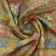 Sage Green Kalmkari Kadhi Organza Silk Saree