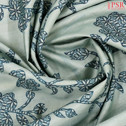 Light Teal Semi Tussar Saree