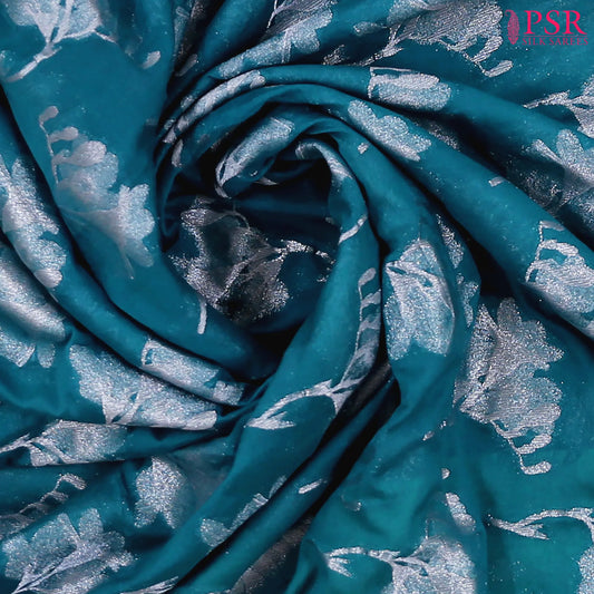 Peacock Cyan Georgette Saree