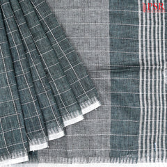 Dark Teal Linen Saree