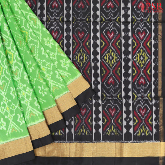 Parrot Green Pochampally Soft Silk Saree