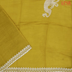 Olive Yellow Pure Silk Cotton Dress Material