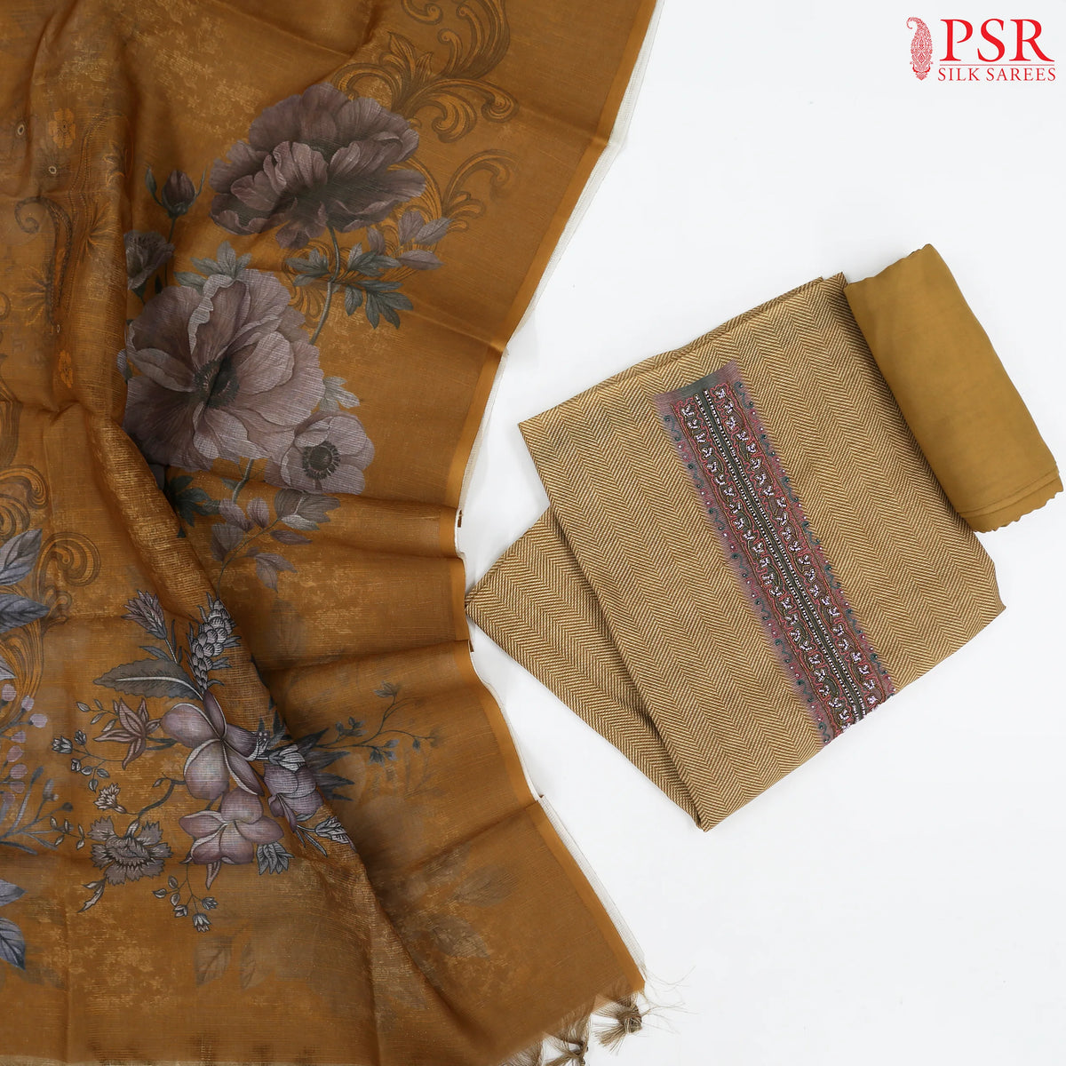 Dark Mustard Tissue Dress Material