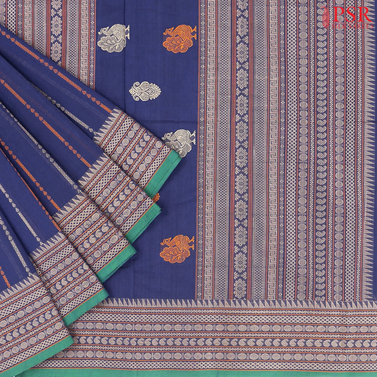 Cobalt Blue Kalakshetra Kovai Cotton Saree