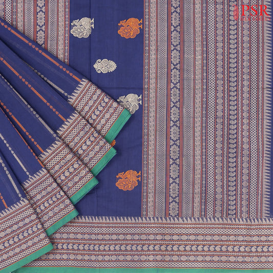 Cobalt Blue Kalakshetra Kovai Cotton Saree