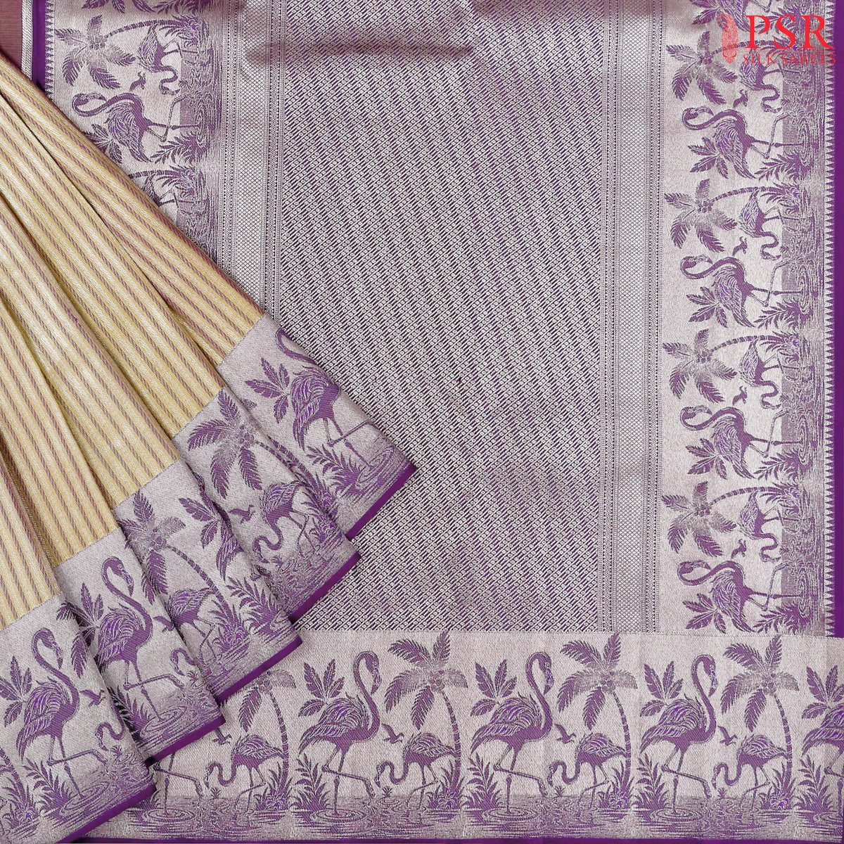 Mellow Yellow Kanchipuram Jacquard Silk Saree