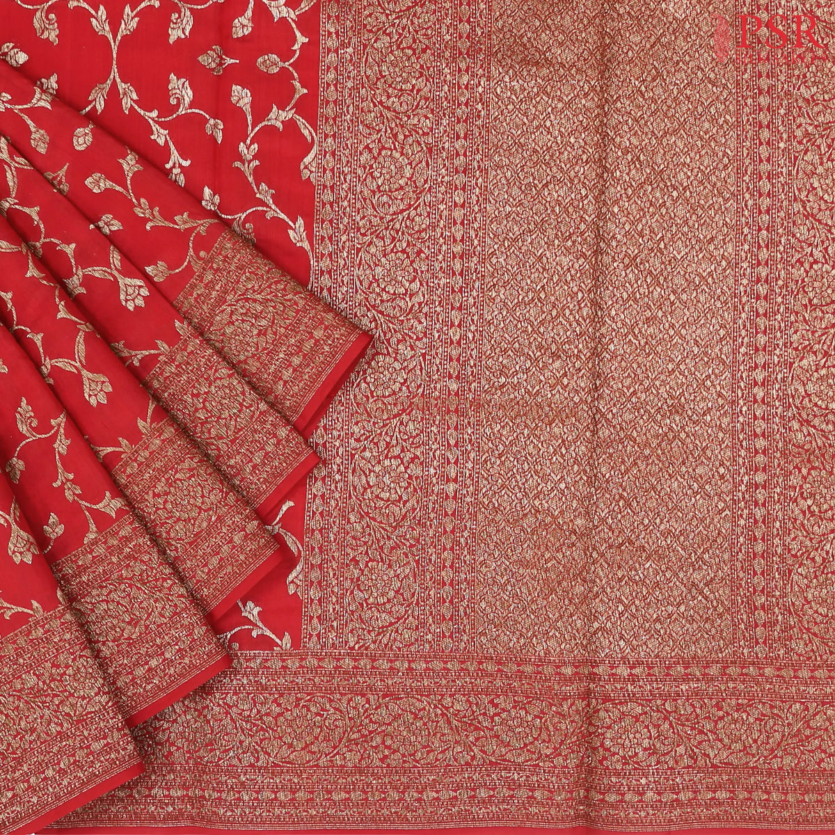 Red Chiniya Silk Saree
