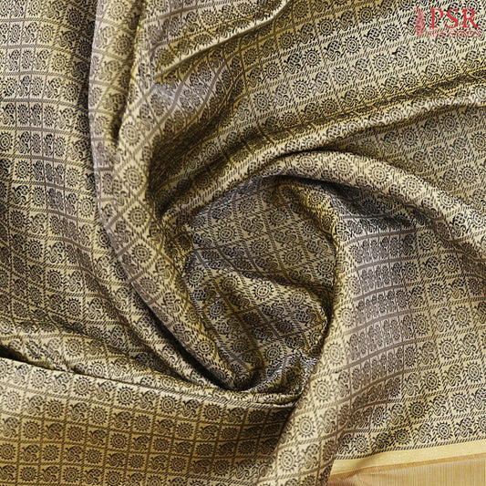 Beige Yellow Kanchipuram Silk Saree