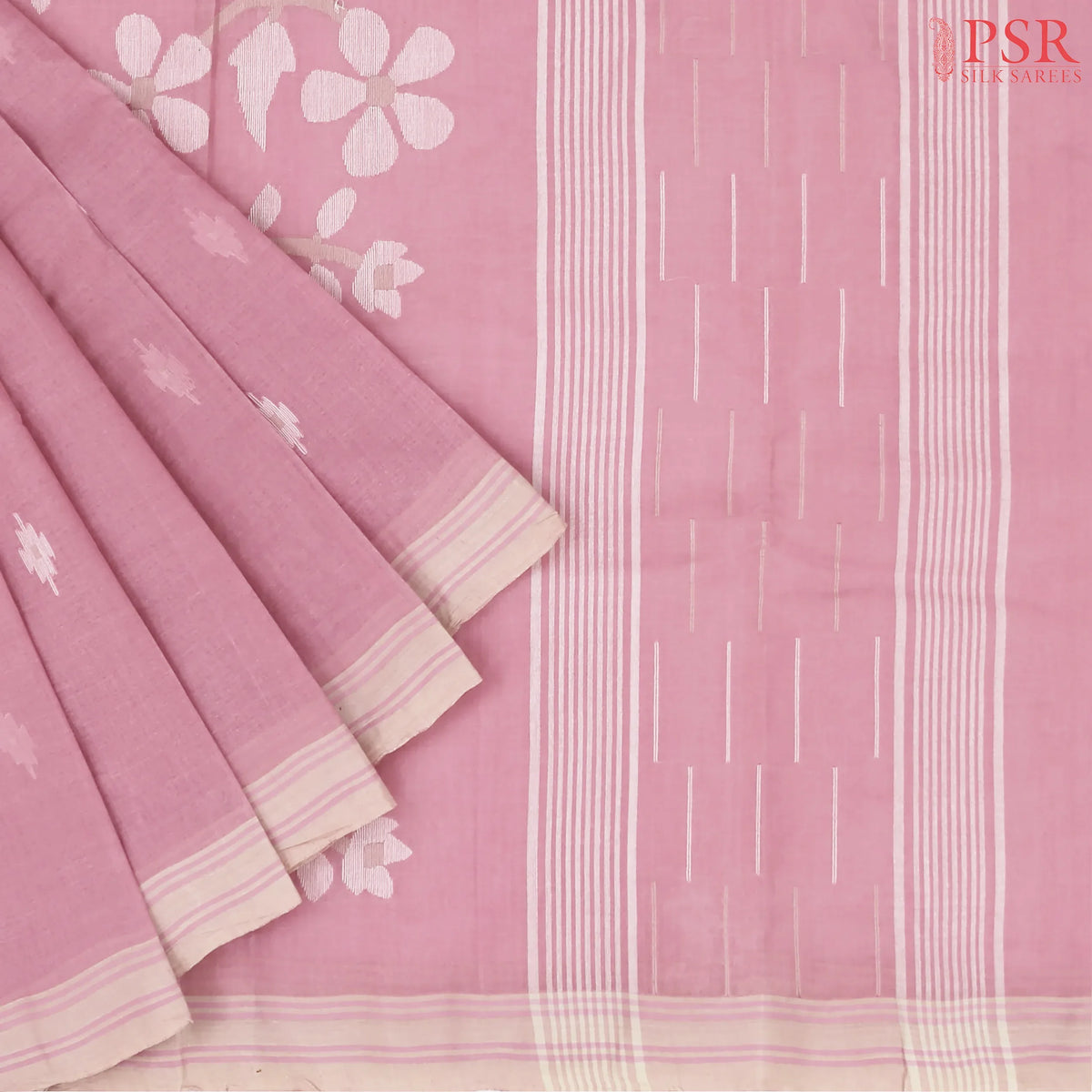 Flamingo Pink Bengal Cotton Saree