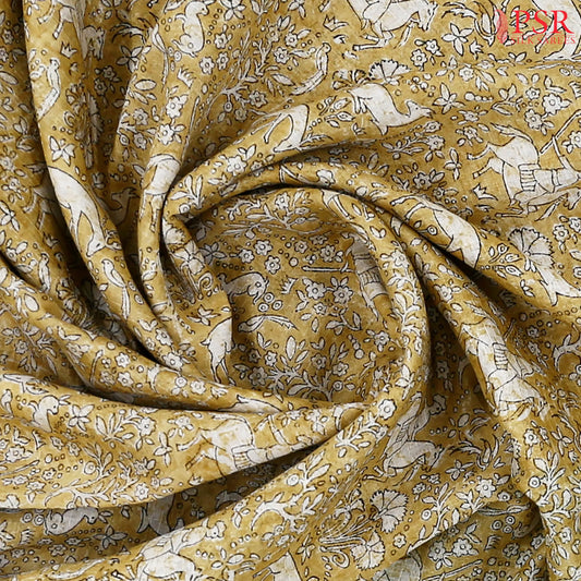 Olive Beige Chanderi Silk Cotton Saree