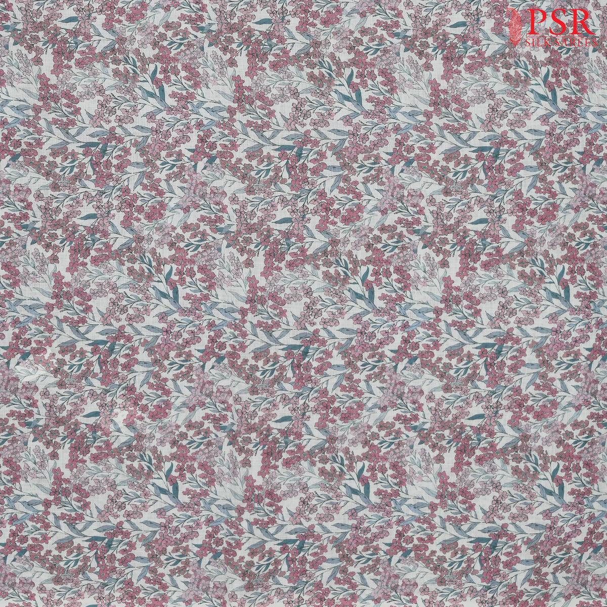 Pastel Blue Linen Print Running Material