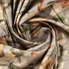 Fossil Grey Kadhi Tussar Silk Saree