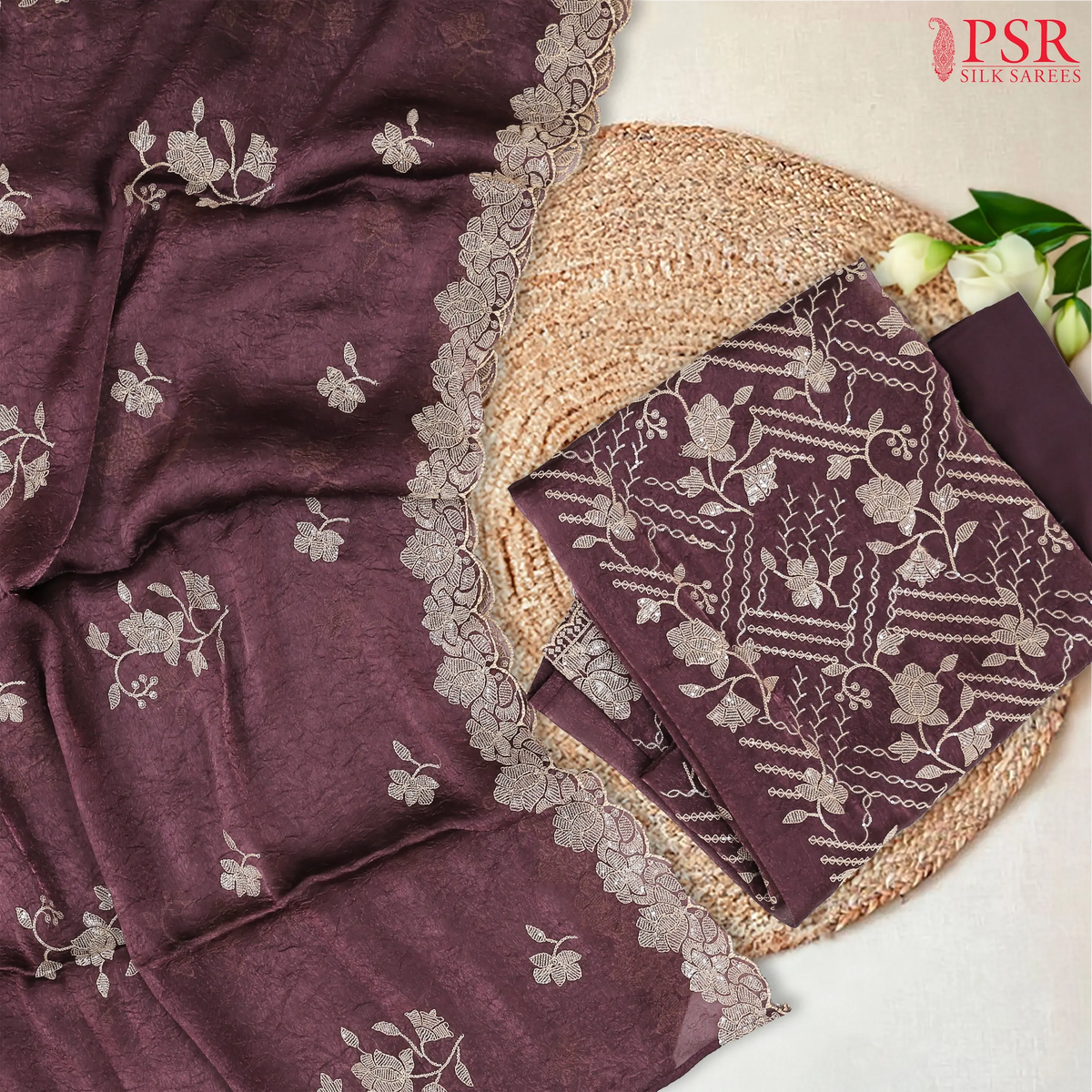Burgundy Semi Georgette Dress Material