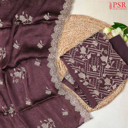 Burgundy Semi Georgette Dress Material