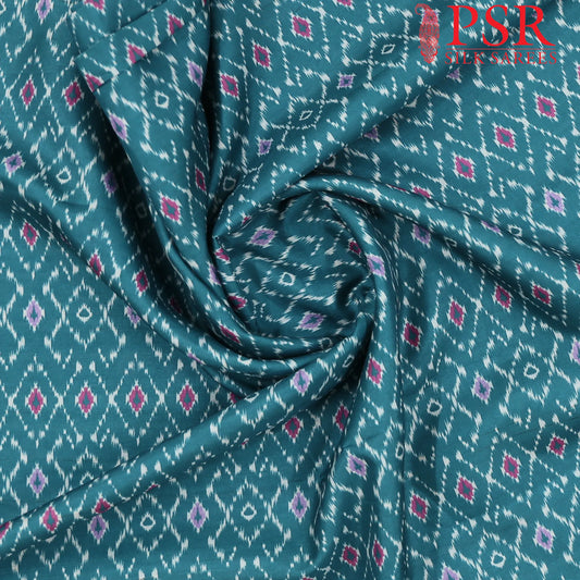 Dark Turquoise Semi Tassar Ikkat Print Running Material