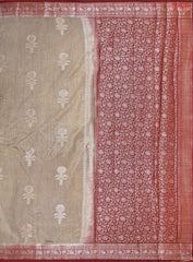 Dark Taupe Raw Silk Banaras Saree