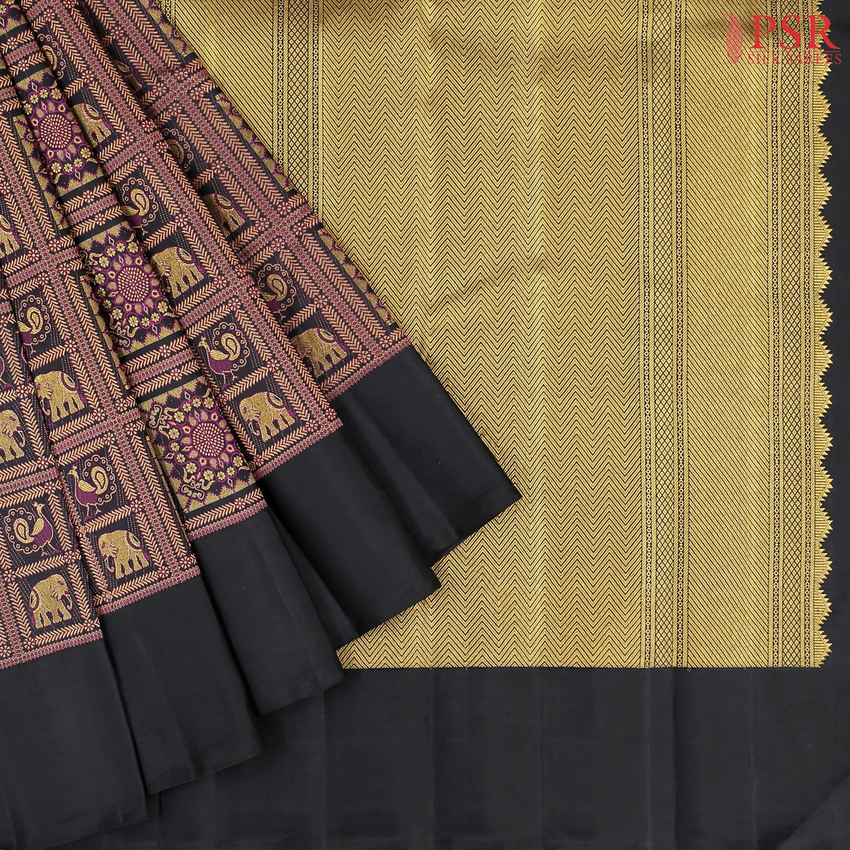 Black Kanchipuram Silk Saree