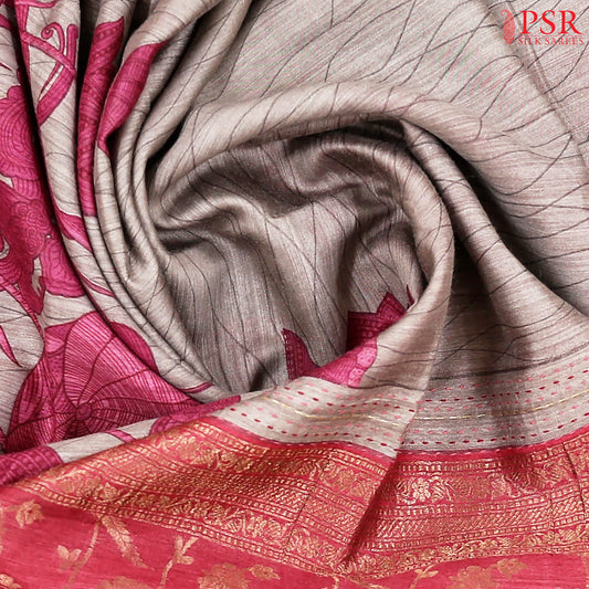 Zinc Grey Munga Silk Saree