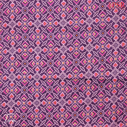 Violet Soft Patola Semi Silk Dress Material