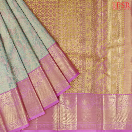Light Turquoise Kanchipuram Tissue Silk Saree