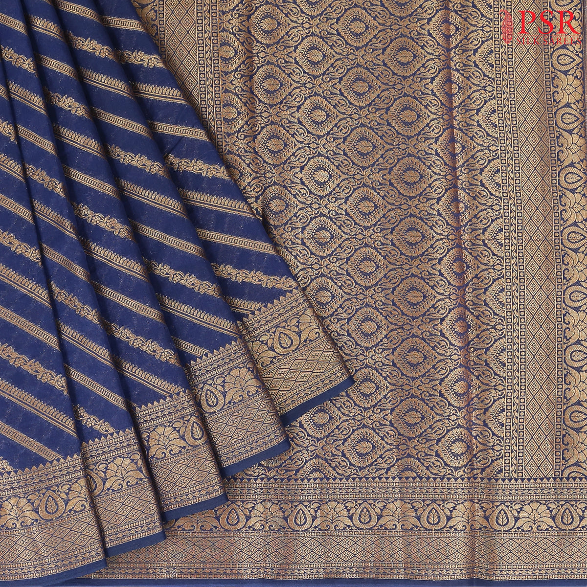 Dark Blue Semi Dupion Saree