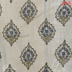 Beige Jaipur Cotton Printed Saree