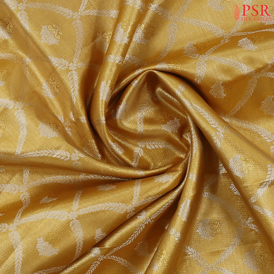 Medallion Yellow Kanchipuram Tissue Silk Saree