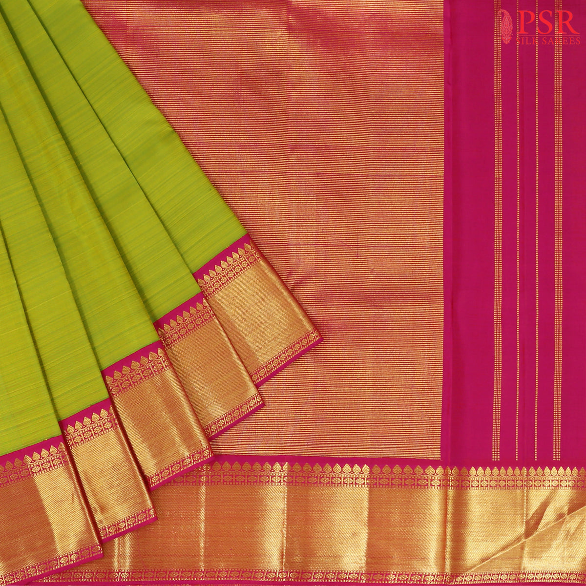 Chartreuse Green Kanchipuram Silk Saree