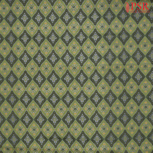 Fern Green Semi Tassar Ikkat Print Running Material