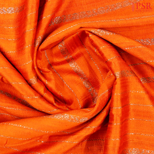 Safety Orange Banaras Jute Silk Saree